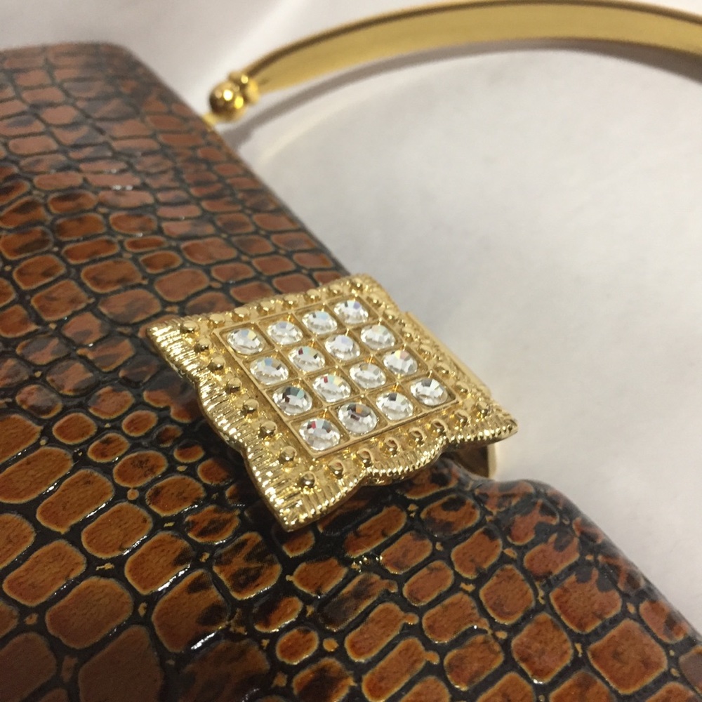 Nwot Rubberized Python Embossed Leather Clutch - image 2